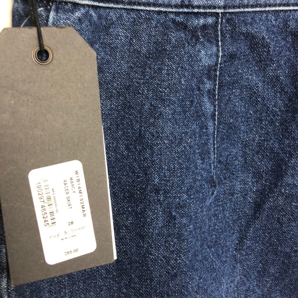 Rag and Bone Blue Denim Racer Front Zipper Miniskirt Size 6 - Picture 8 of 10